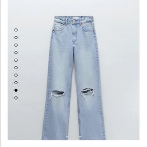 Zara Wide Leg Full Length Ripped jeans